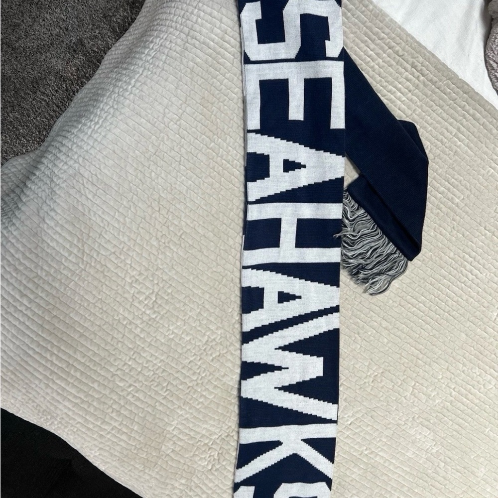 Seattle Seahawks Navy and White Knit Scarf - Official Team Fan Accessory
